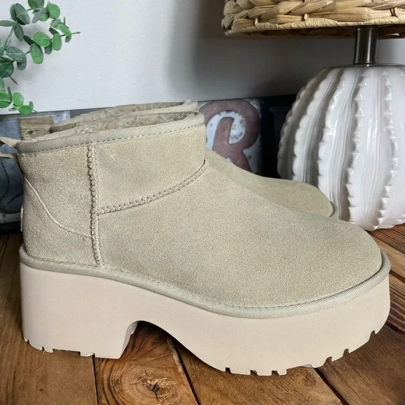 UGG Women's Ultra Mini New Heights Mustard Seed Platform Boots 1158311 - Picture 2 of 14